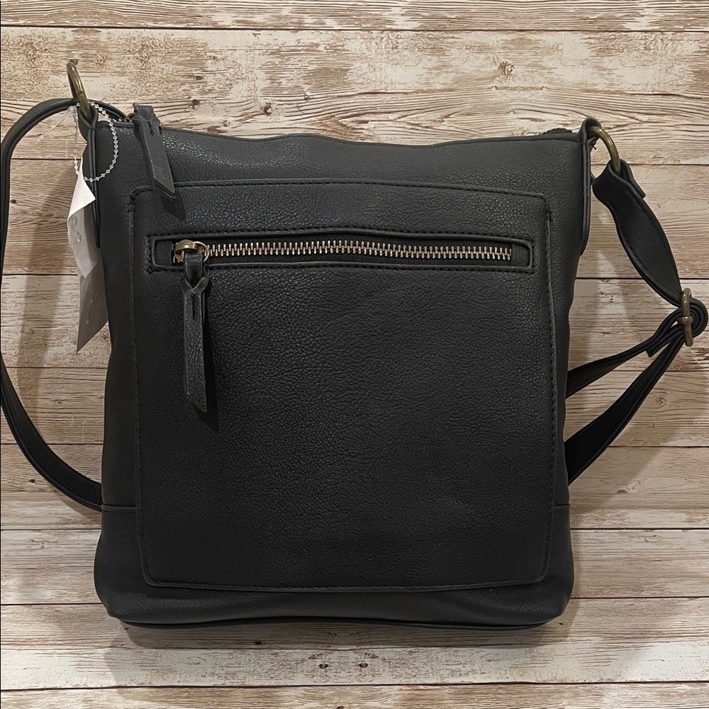 Style & Co Hudsonn Black East West Crossbody Bag Antique Brass Hardware NEW - Picture 2 of 9